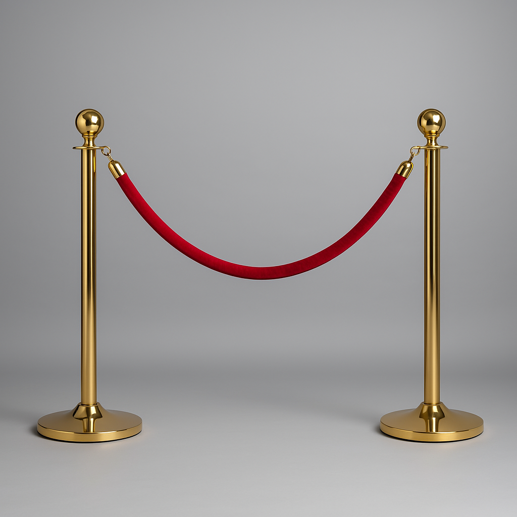 Poteaux de foule or et rouge
